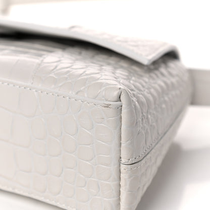 Balenciaga Extra Supple Calfskin Crocodile Embossed XS Downtown Shoulder Bag White 10 of 13