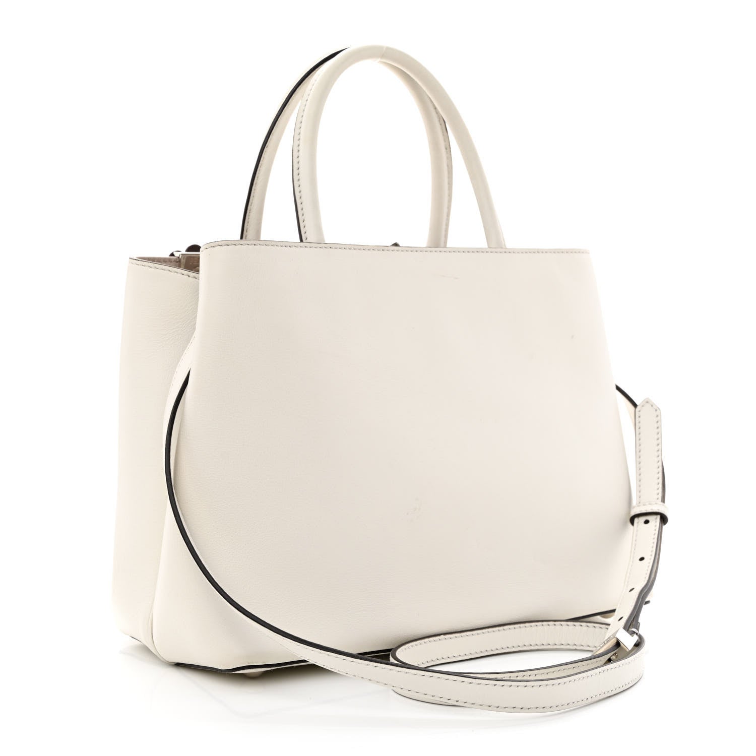 Fendi Calfskin PVC Flower Studs Petite 2Jours Tote White Ice Multicolor 3 of 13
