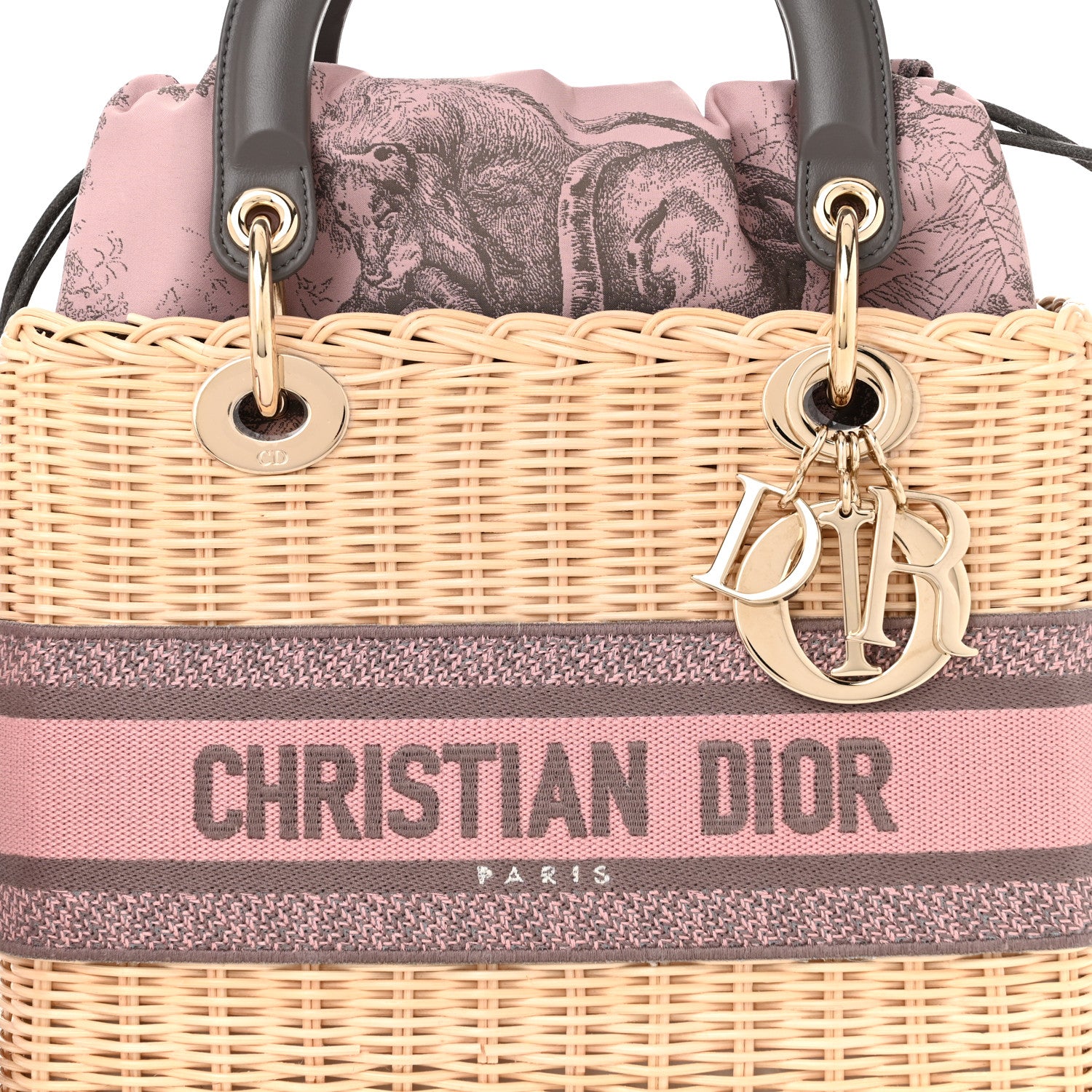 Christian Dior Wicker Oblique Medium Lady Dior Bag Pink Grey 7 of 9