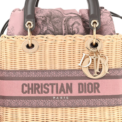 Christian Dior Wicker Oblique Medium Lady Dior Bag Pink Grey 7 of 9