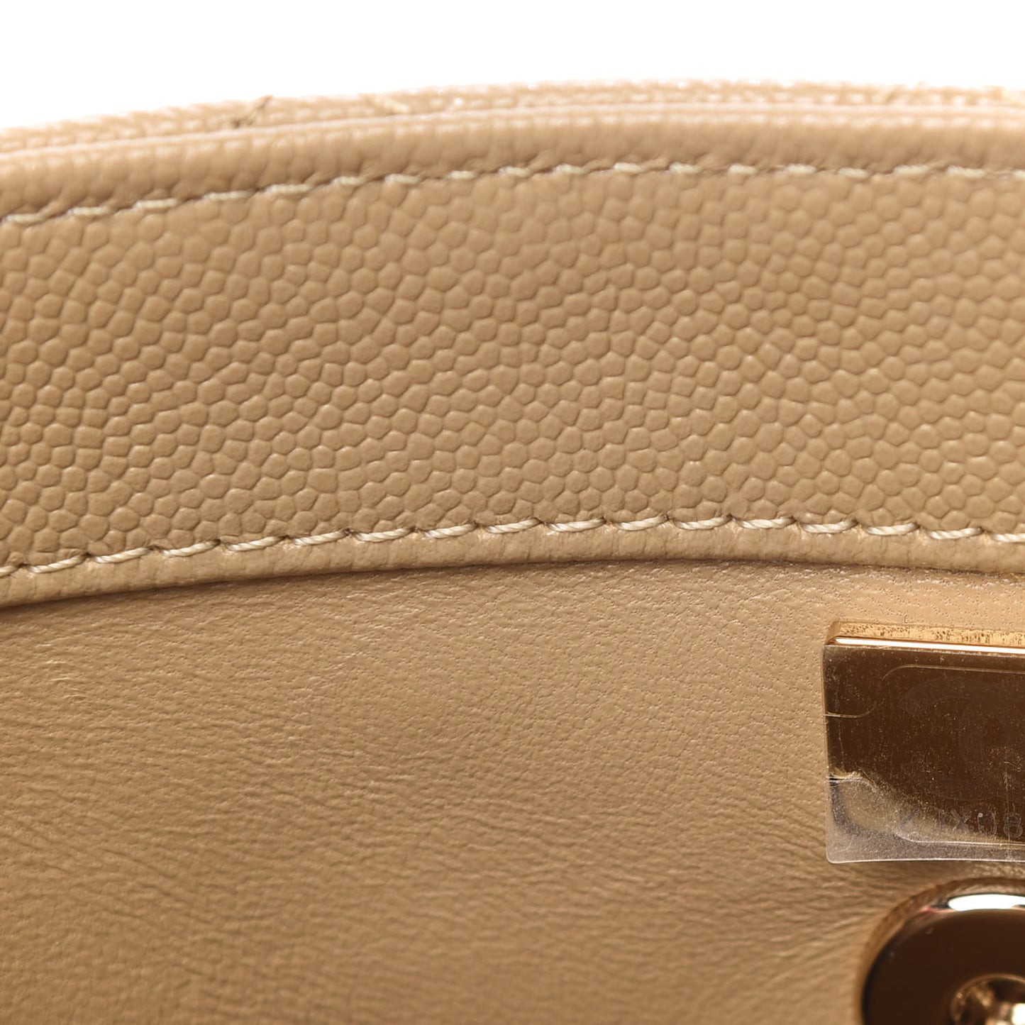 Caviar Lizard Embossed Quilted Mini Coco Handle Flap Dark Beige