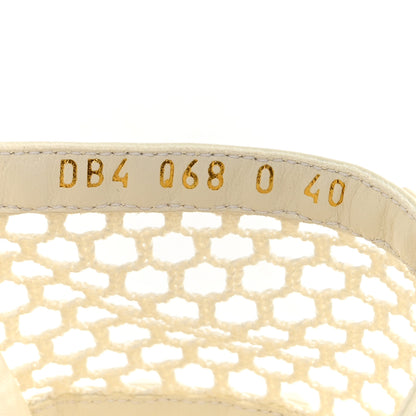 Valentino Garavani Calfskin Mesh Rockstud 60mm Caged Slide Sandals 40 Ivory 9 of 9
