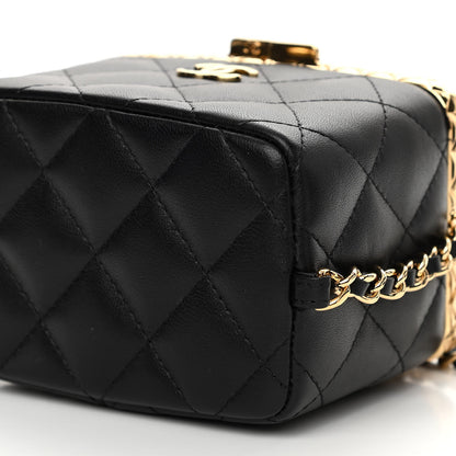 Chanel Metal Lambskin Quilted Small Vanity With Chain Black 10 of 11
