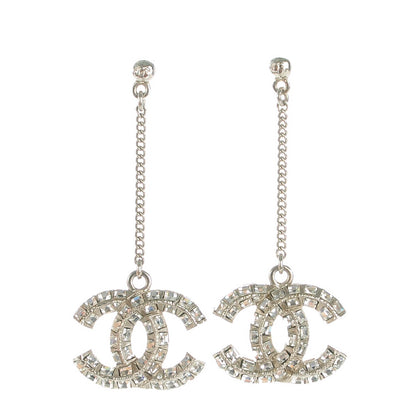 Chanel Baguette Crystal CC Dangle Earrings Silver 1 of 4