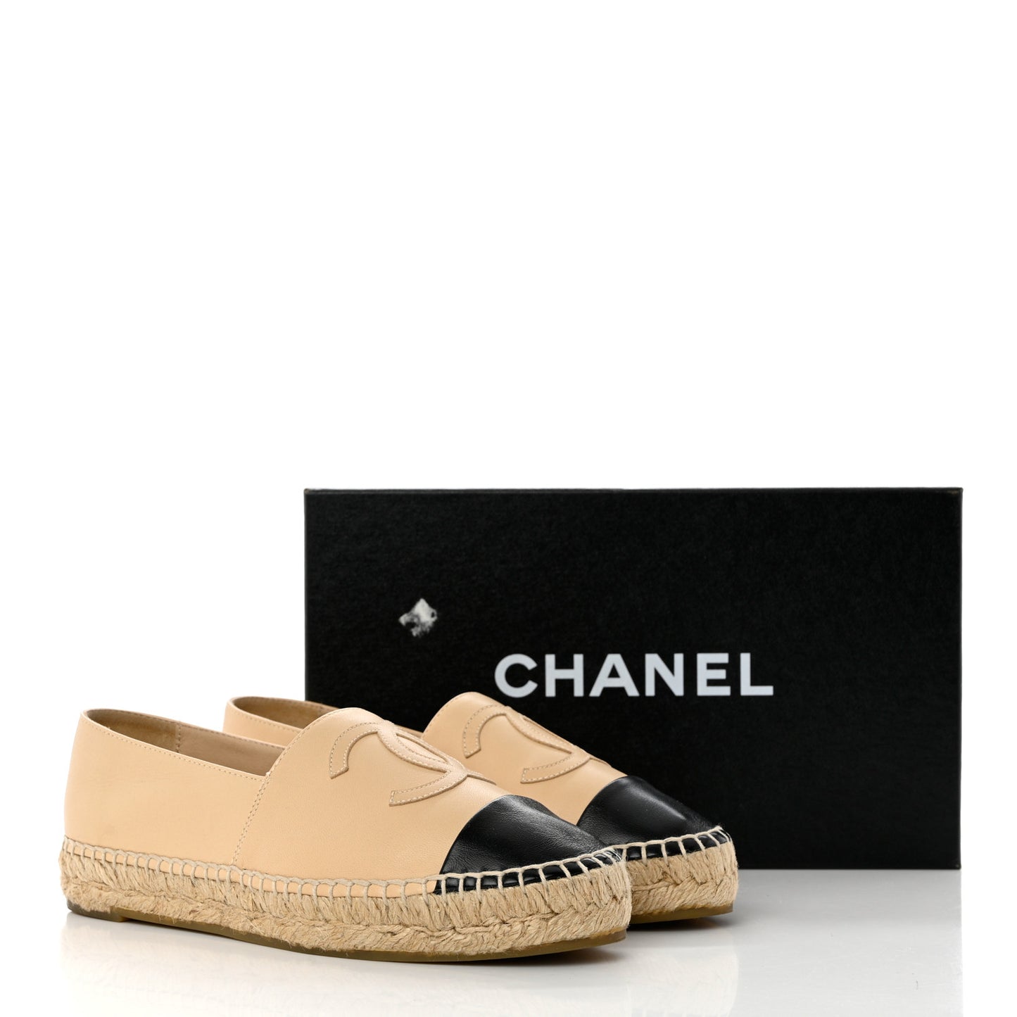 Lambskin CC Espadrilles 36 Beige Black