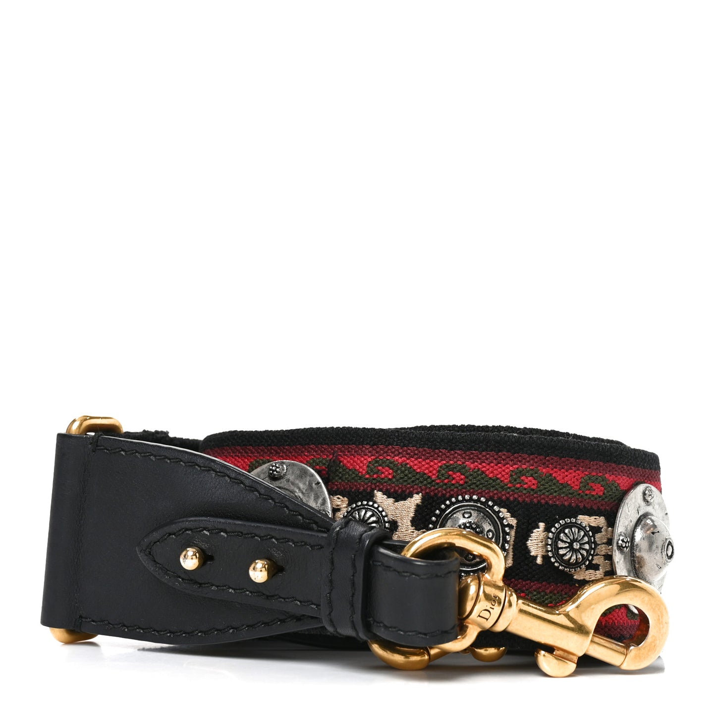 Canvas Embroidered Studded Bohemian Shoulder Strap Red