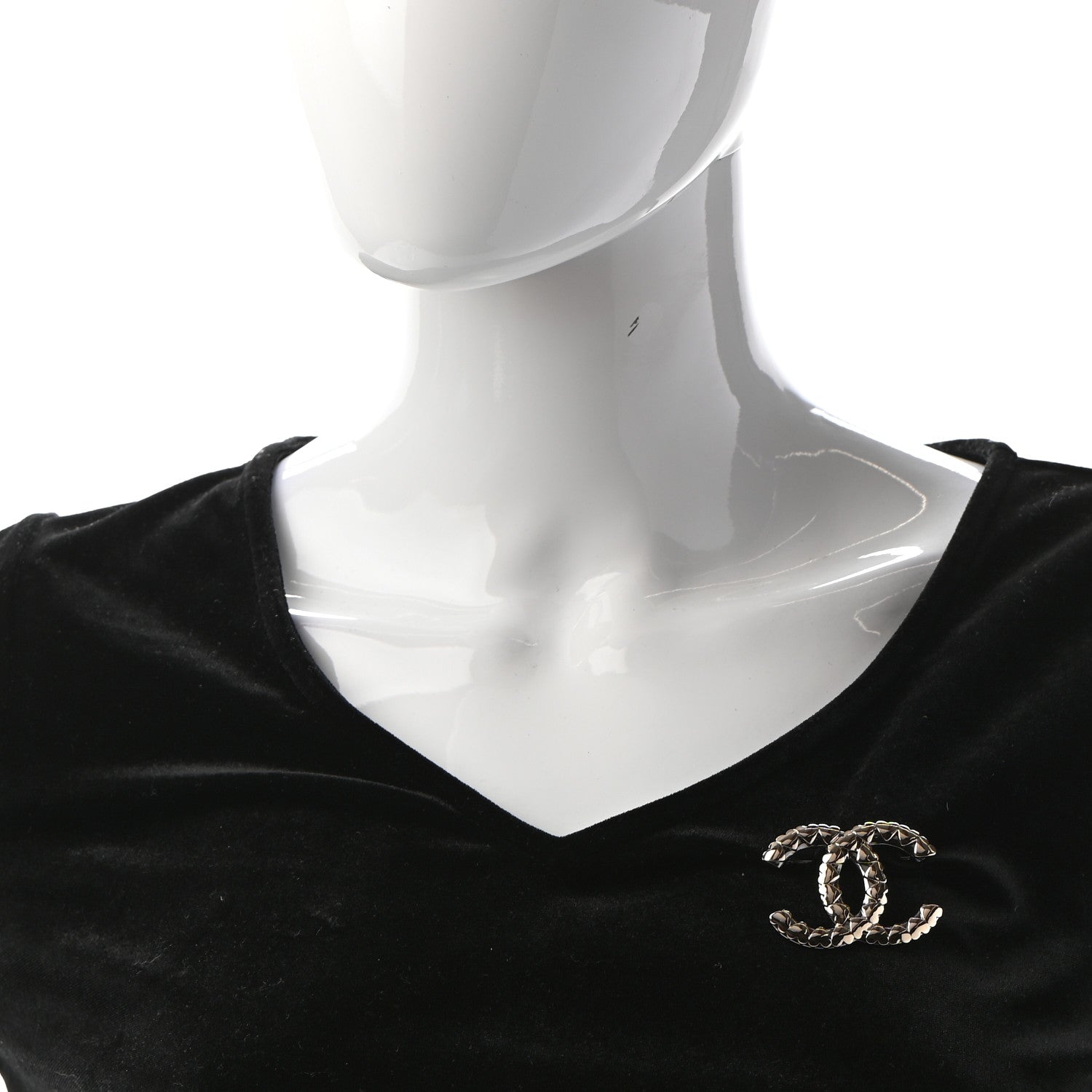 Chanel Metal CC Heart Brooch Gold Silver 2 of 5