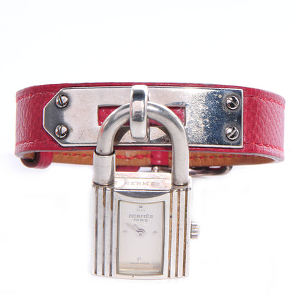 Hermes Stainless Steel Courchevel 20mm Kelly Cadena Quartz Watch Rouge 1 of 8