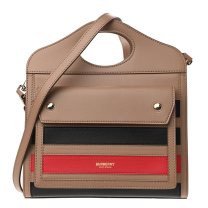 Burberry Smooth Calfskin Striped Mini Pocket Bag Camel 1 of 9
