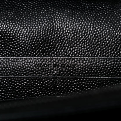Saint Laurent Grain De Poudre Matelasse Chevron Monogram Chain Wallet Black 14 of 19