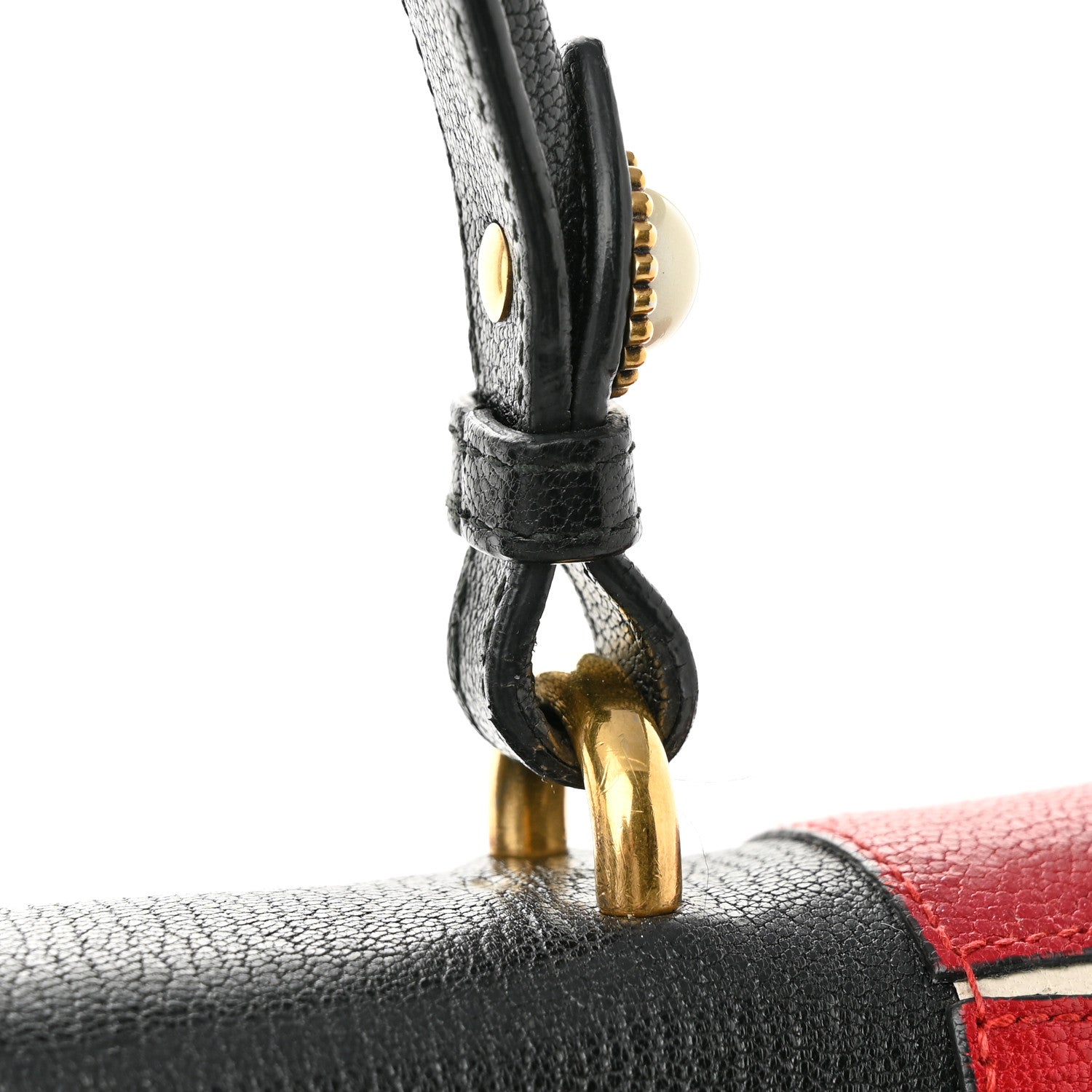 Gucci GG Supreme Monogram Goatskin Pearl Embroidered Medium Fox Broche Top Handle Bag Beige Ebony Black Hibiscus Red Mystic White 16 of 17