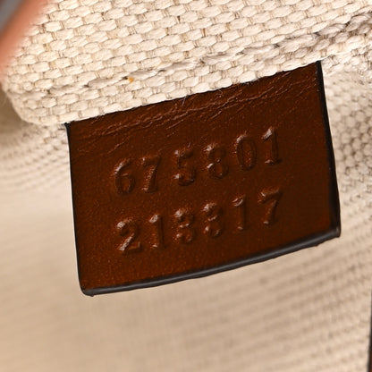 Gucci New Canvas Charisma Calfskin Crystal GG Monogram Mini Horsebit 1955 Shoulder Bag Camel Ebony 7 of 10