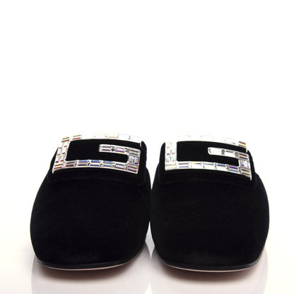 Gucci Velvet Crystal Square G Madelyn Slippers 37.5 Black 2 of 10