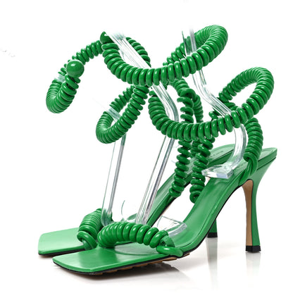 Bottega Veneta Rubber Wire Nappa Stretch 90mm Sandals 38.5 Grass 3 of 7