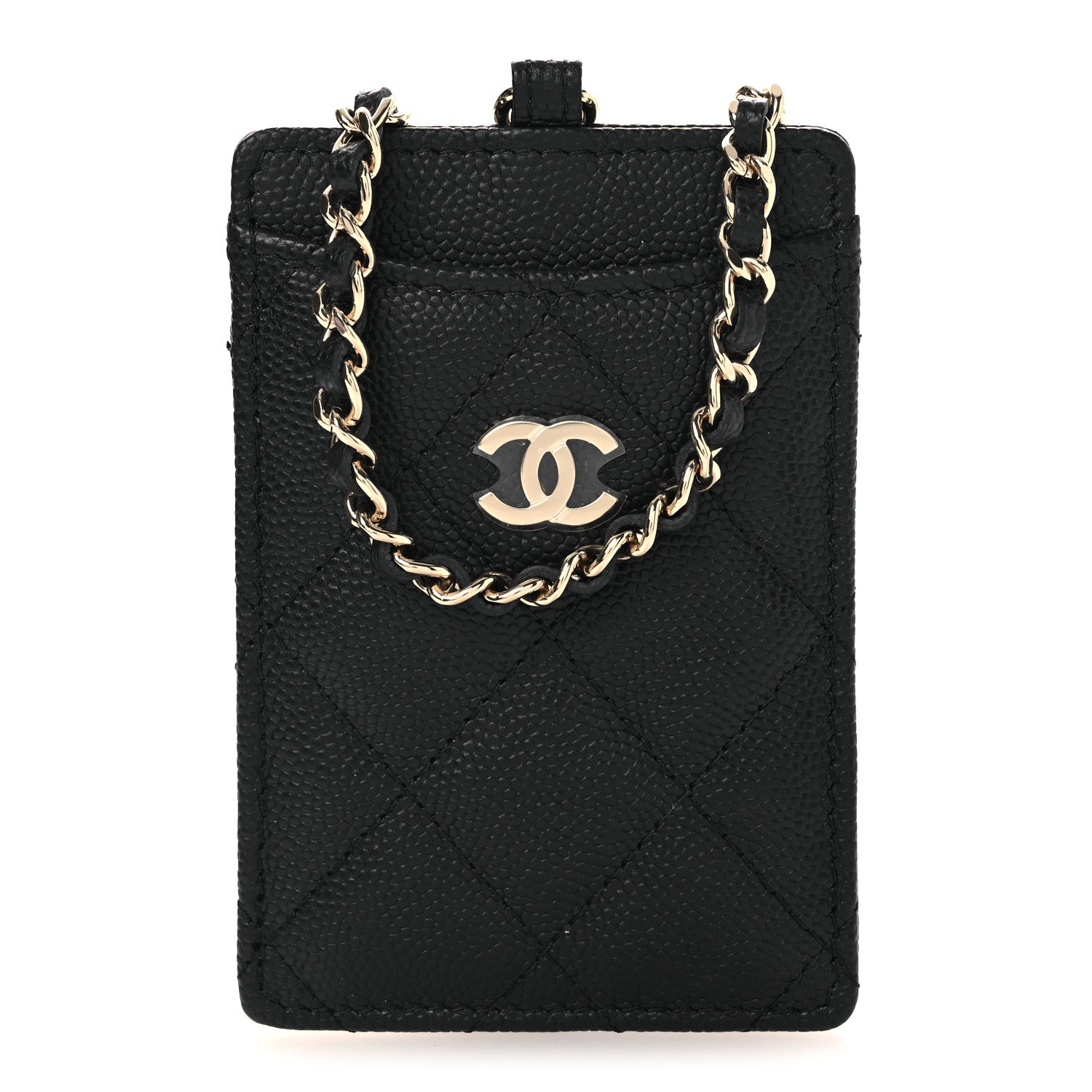 Chanel Caviar Quilted Card Holder On Chain Black 1 of 12