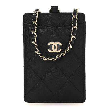 Chanel Caviar Quilted Card Holder On Chain Black 1 of 12