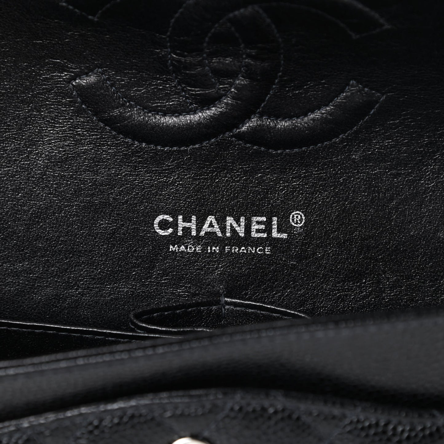 Caviar Quilted Medium Double Flap Black
