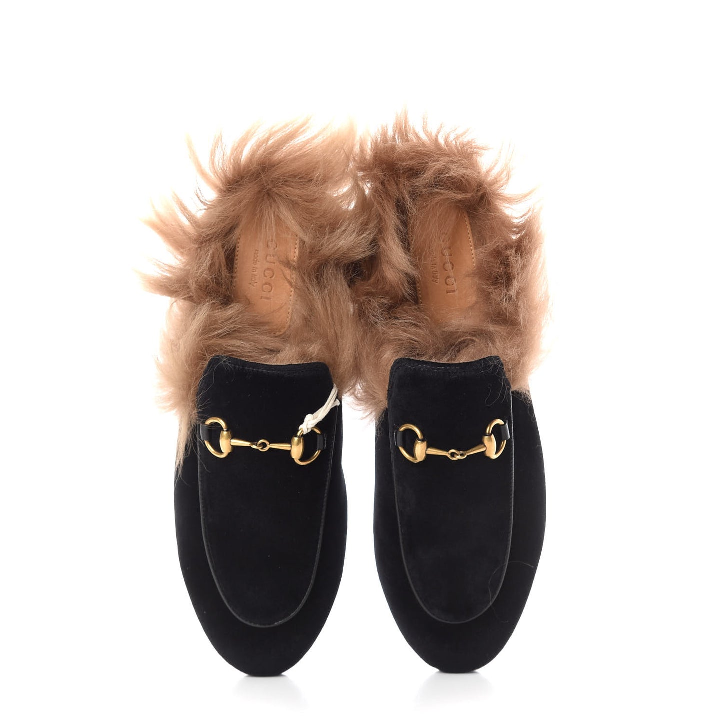 Velvet Fur Womens Princetown Slippers 36.5 Black