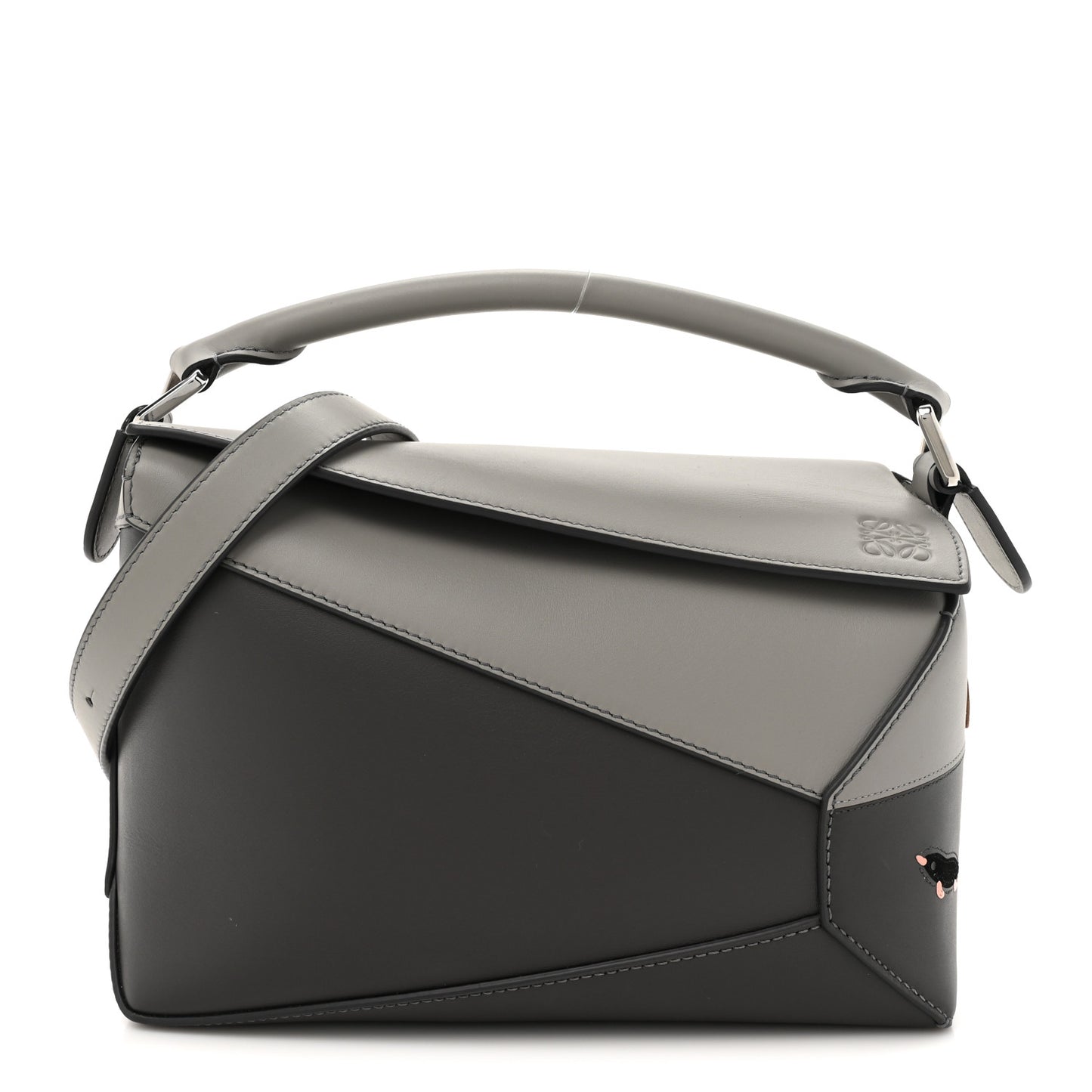 X SUNA FUJITA Calfskin Small Puzzle Edge Bag Grey