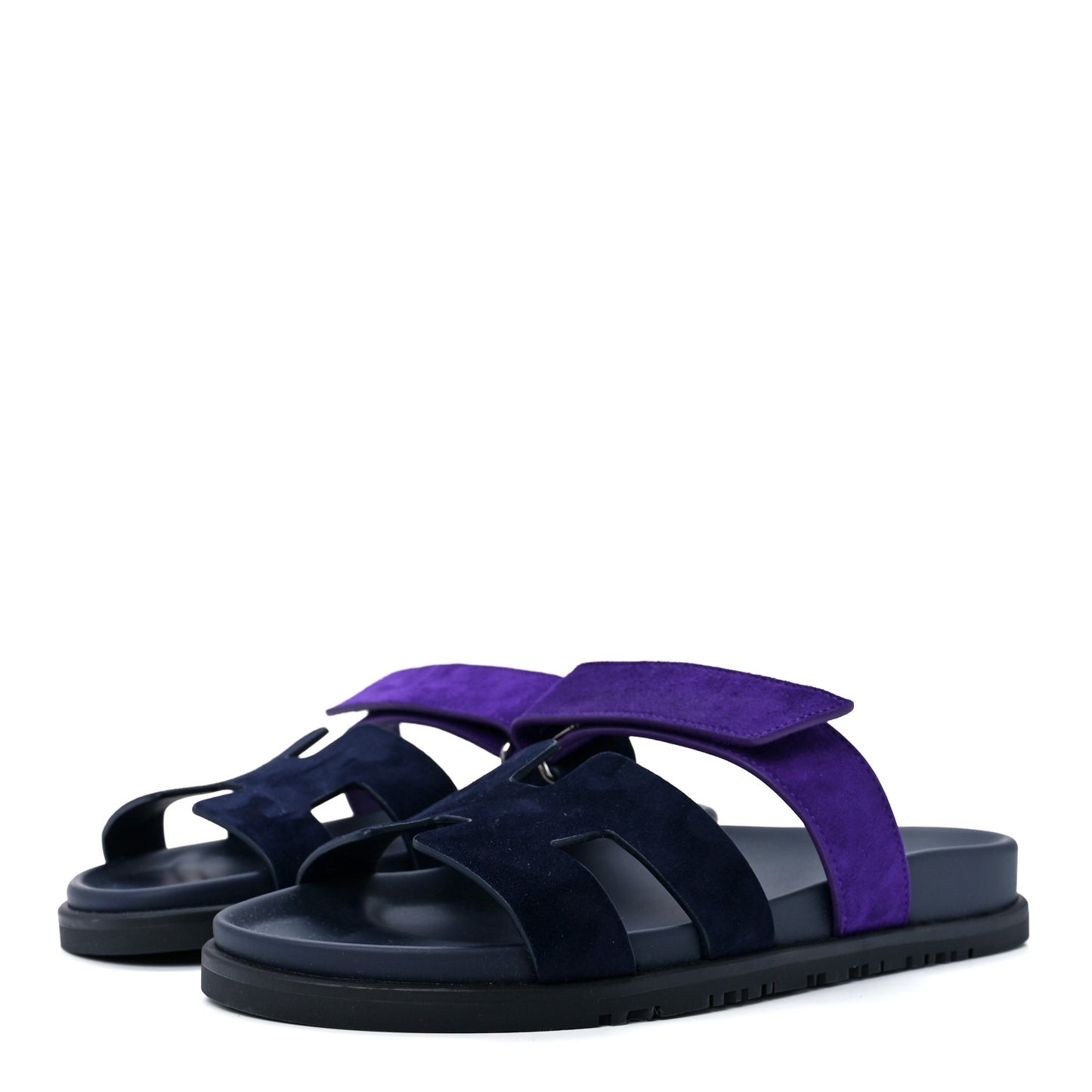 Suede Goatskin Womens Chypre Sandals 38.5 Marine Violet Majorette