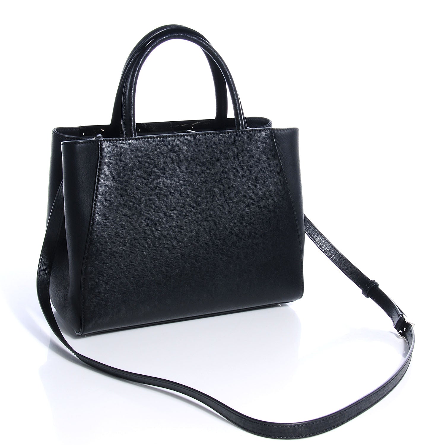 Fendi Saffiano Monster Colorblock Petite 2Jours Tote Black 3 of 10