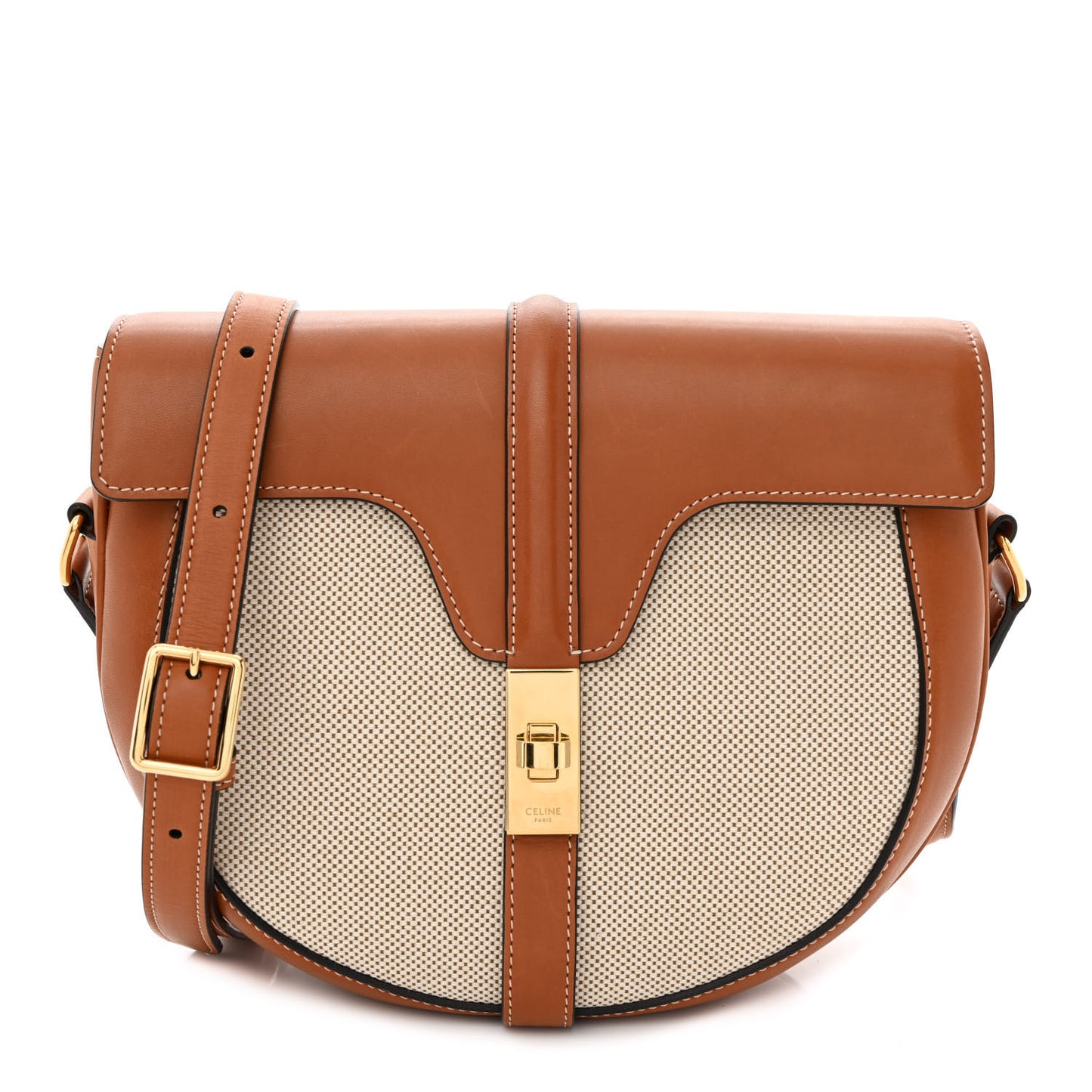 Textile Natural Calfskin Medium Besace 16 Tan