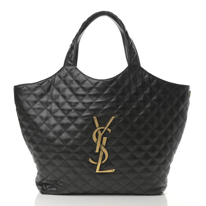 Saint Laurent Lambskin Quilted Maxi Icare Shopping Tote Black 3 of 11