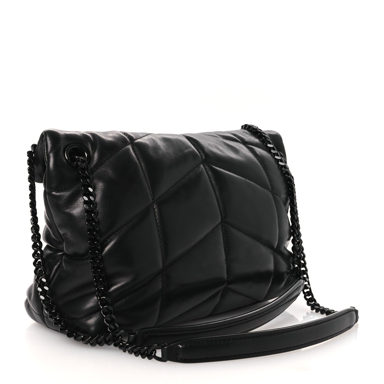 Saint Laurent Lambskin Quilted Toy Loulou Puffer Monogram Monochrome Chain Satchel Black 5 of 23