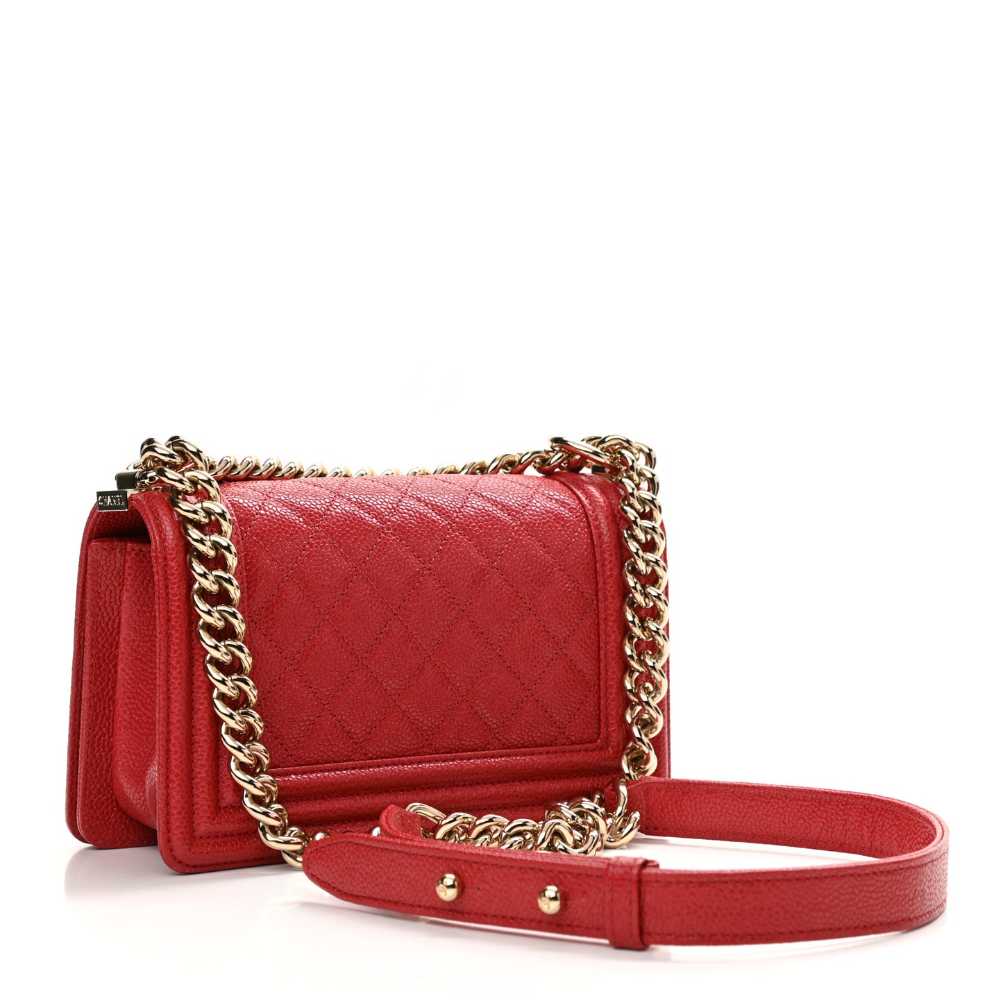 Caviar Quilted Small Boy Flap Dark Red