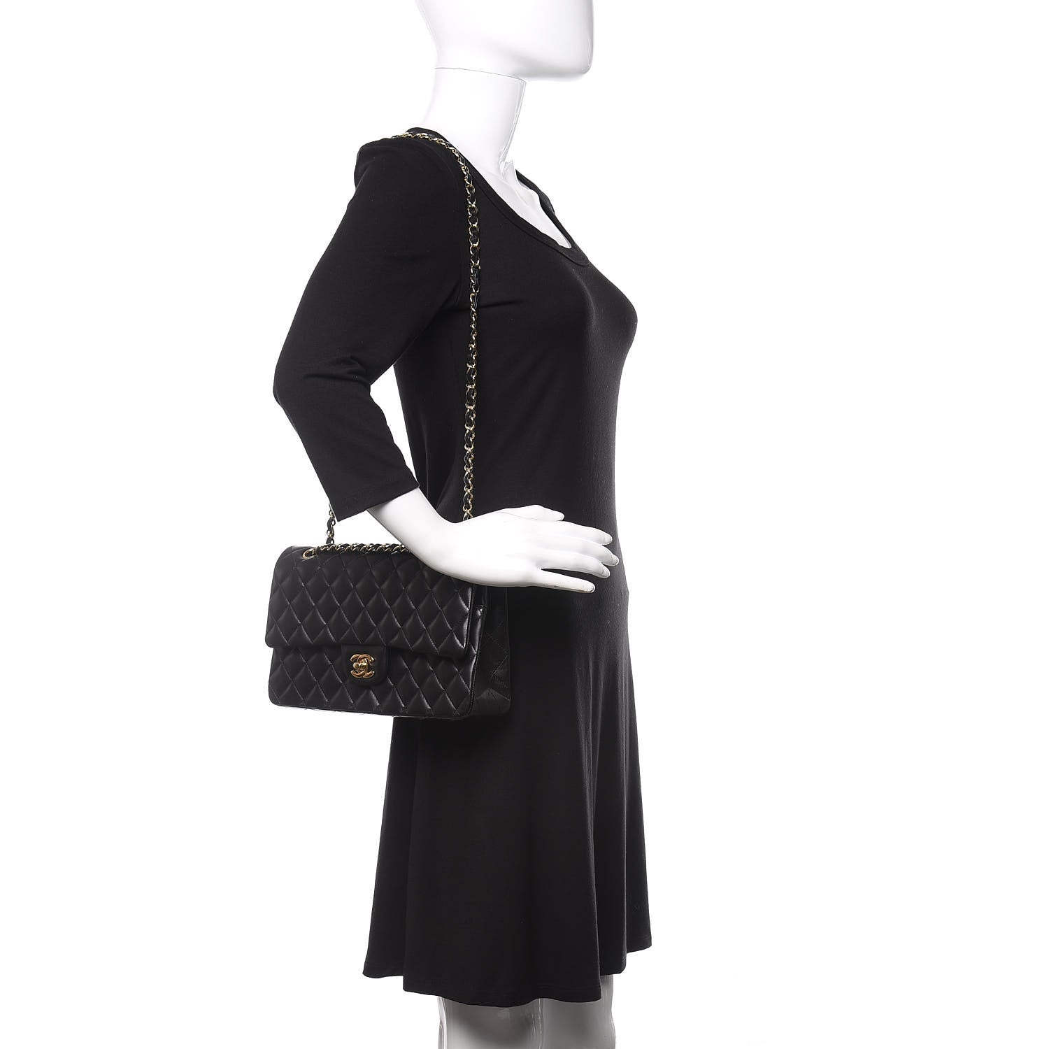 Chanel Lambskin Quilted Medium Double Flap Black 2 of 14