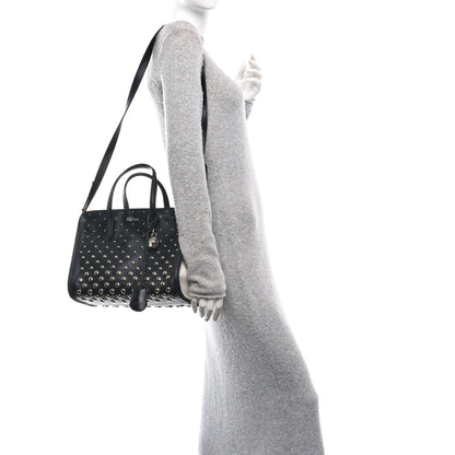 Alexander McQueen Calfskin Small Studded Padlock Zip Around Tote Black White 2 of 10