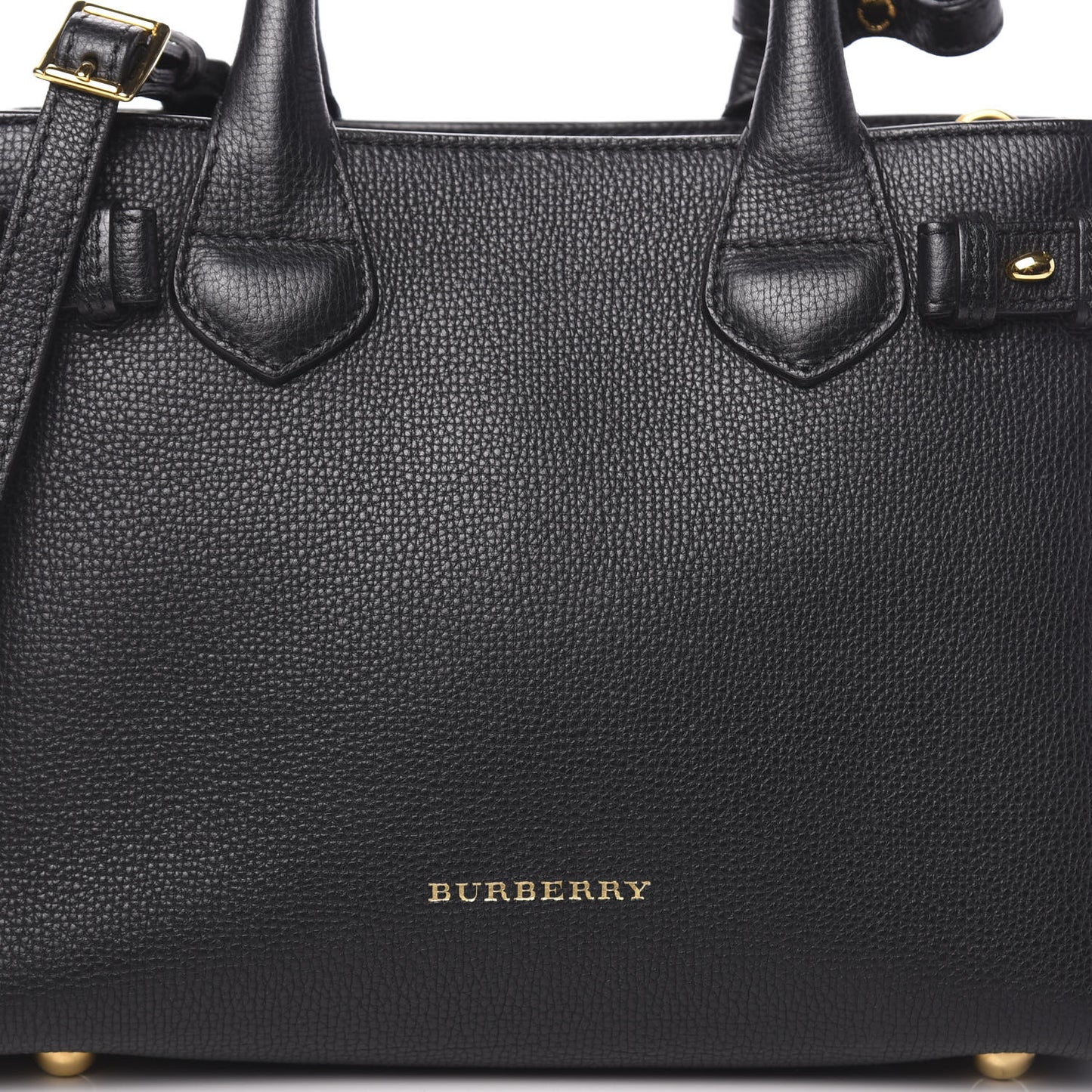Grainy Calfskin House Check Small Banner Tote Black