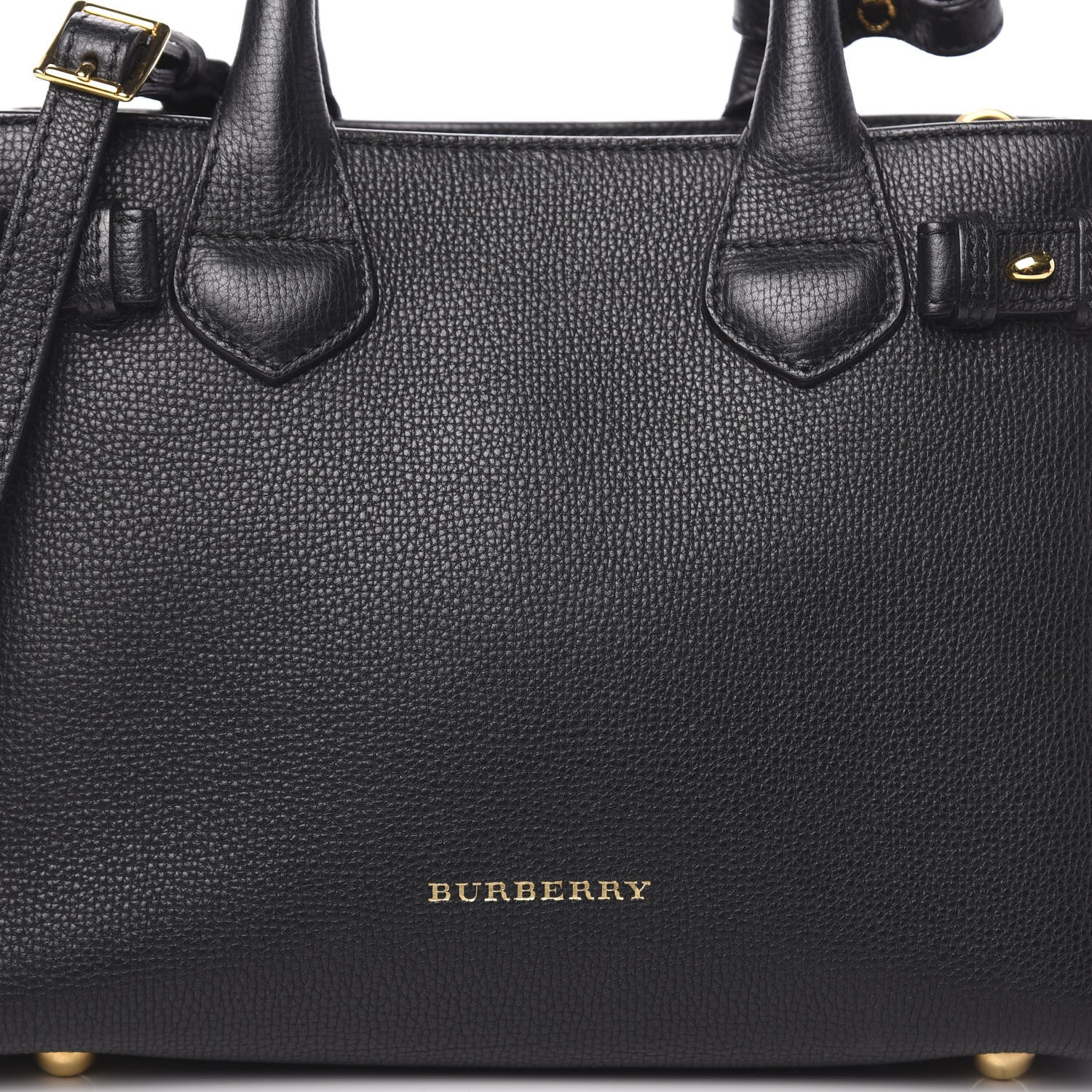 Burberry Grainy Calfskin House Check Small Banner Tote Black 14 of 14