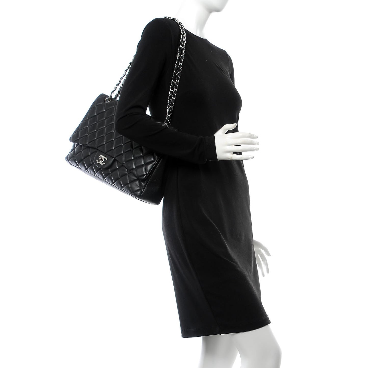 Lambskin Quilted Maxi Single Flap Black