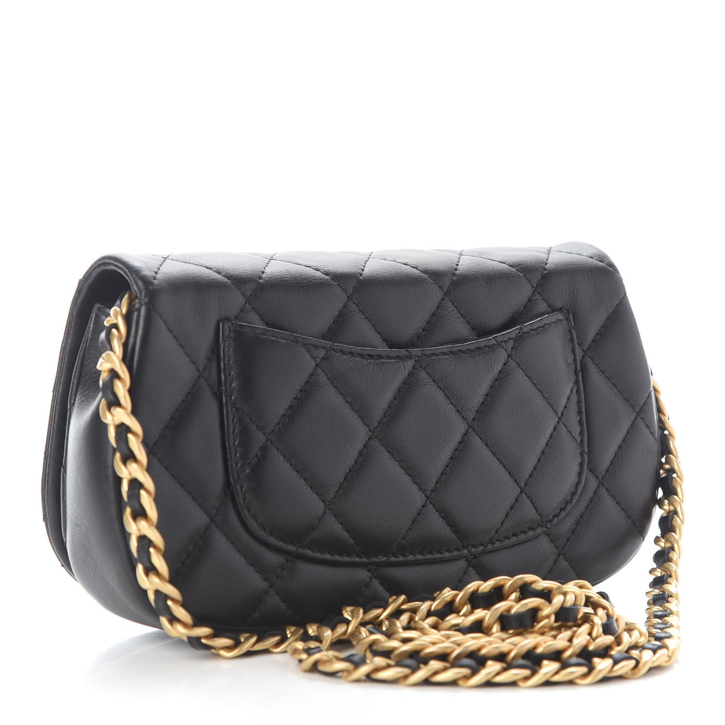 Calfskin Quilted Coco Mail Clutch With Chain Black