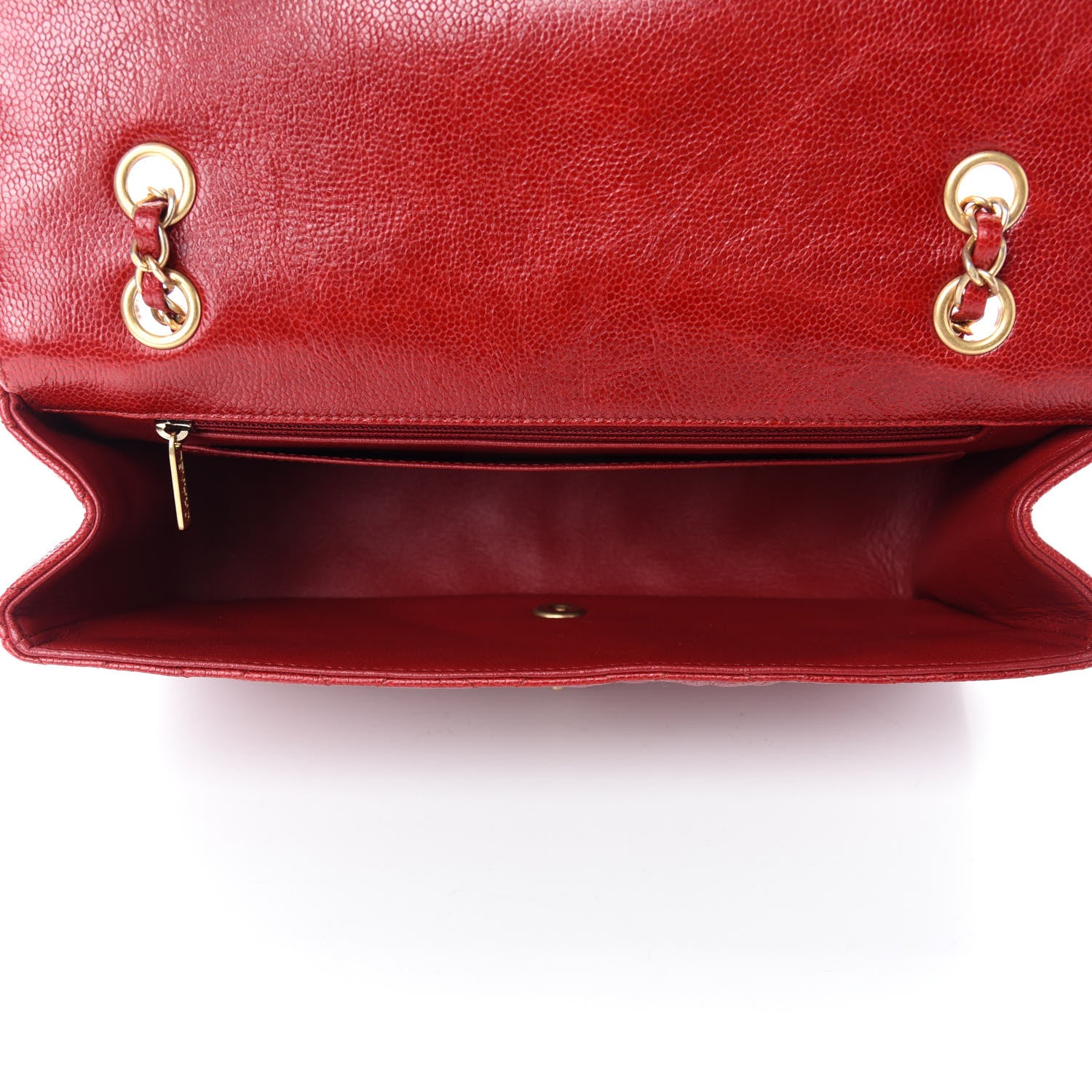 Chanel Crumpled Grained Calfskin Quilted Large Two Tone Flap Bag Red 5 of 10