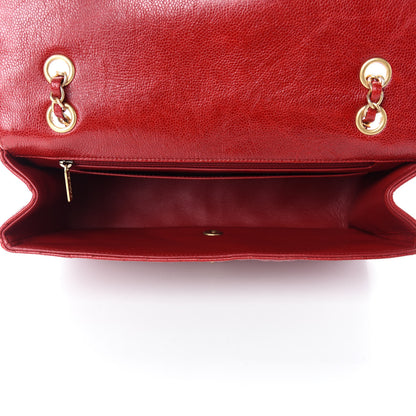 Chanel Crumpled Grained Calfskin Quilted Large Two Tone Flap Bag Red 5 of 10