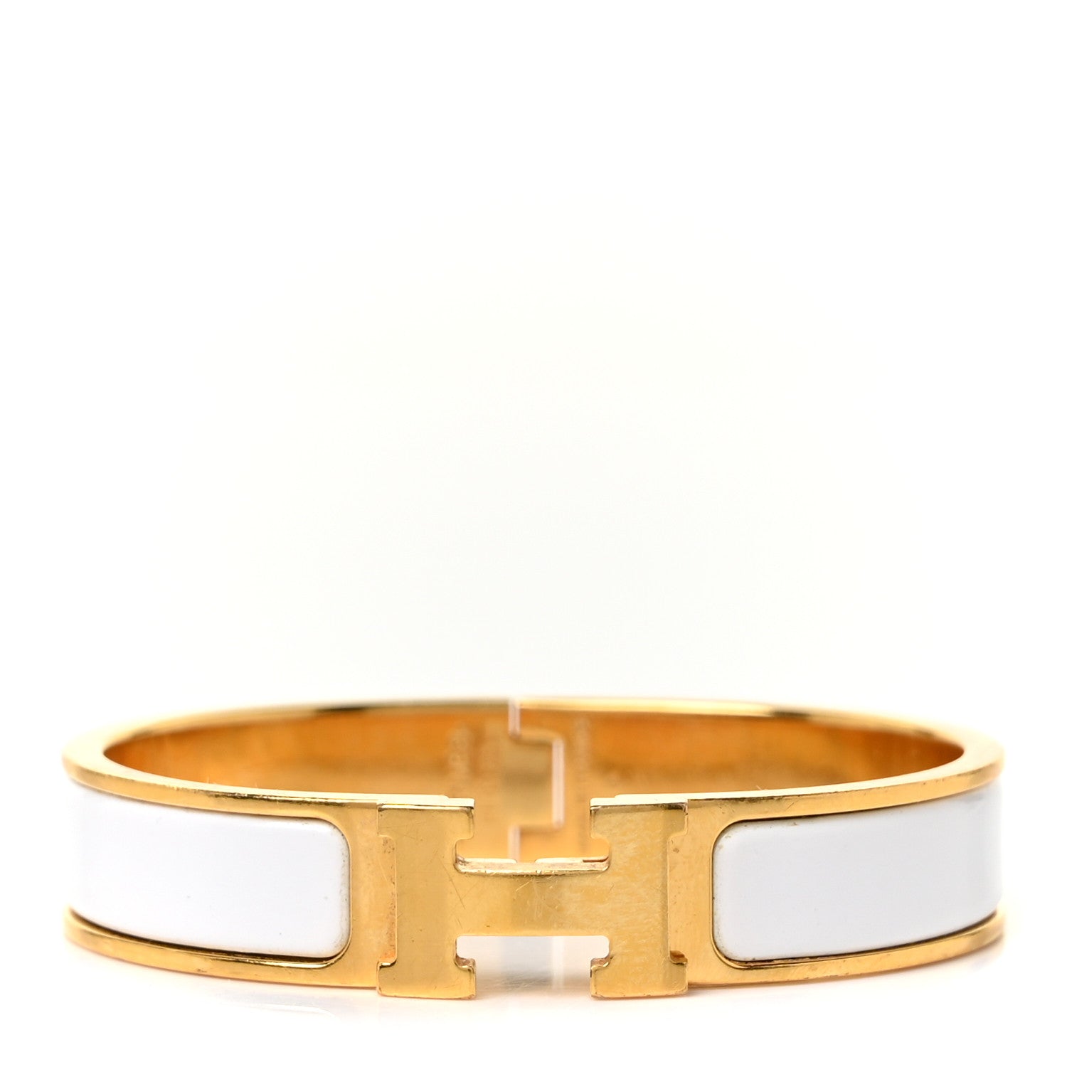 Hermes Enamel Narrow Clic Clac H Bracelet PM White 1 of 4