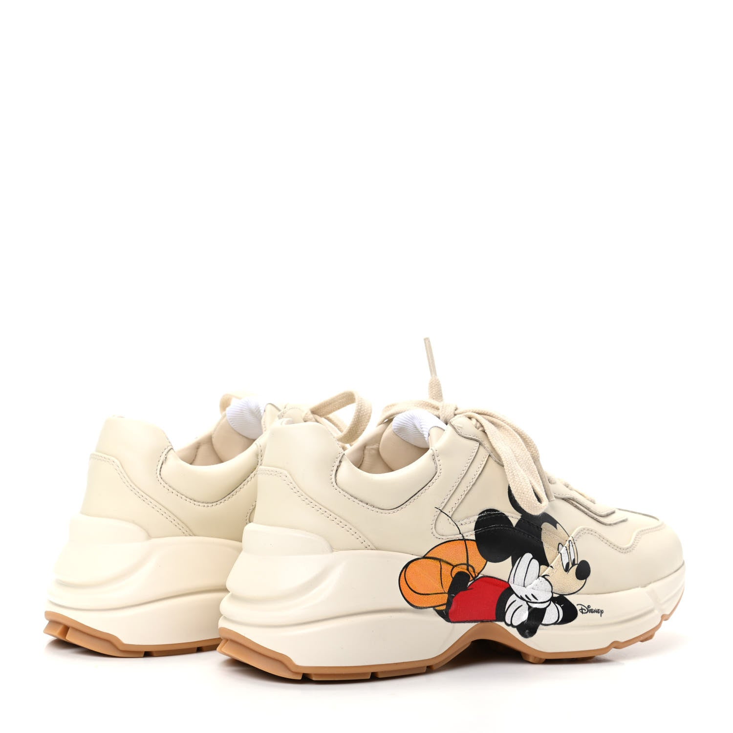 Gucci X DISNEY Calfskin Mickey Mouse Womens Rhyton Sneakers 35.5 Ivory 4 of 8