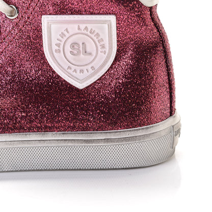 Saint Laurent Rubber Glitter Bedford Hightop Sneakers 37.5 Pink White 4 of 12