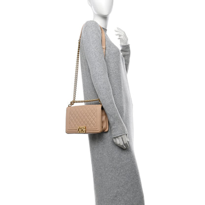 Chanel Caviar Quilted Medium Boy Flap Beige 2 of 12
