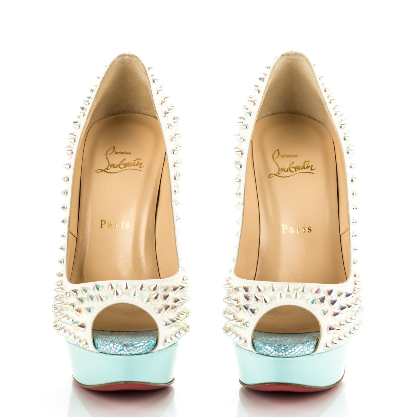 Patent Lady Peep Spikes 150 Pumps 39 Multicolor Clear
