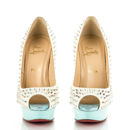 Christian Louboutin Patent Lady Peep Spikes 150 Pumps 39 Multicolor Clear 2 of 8