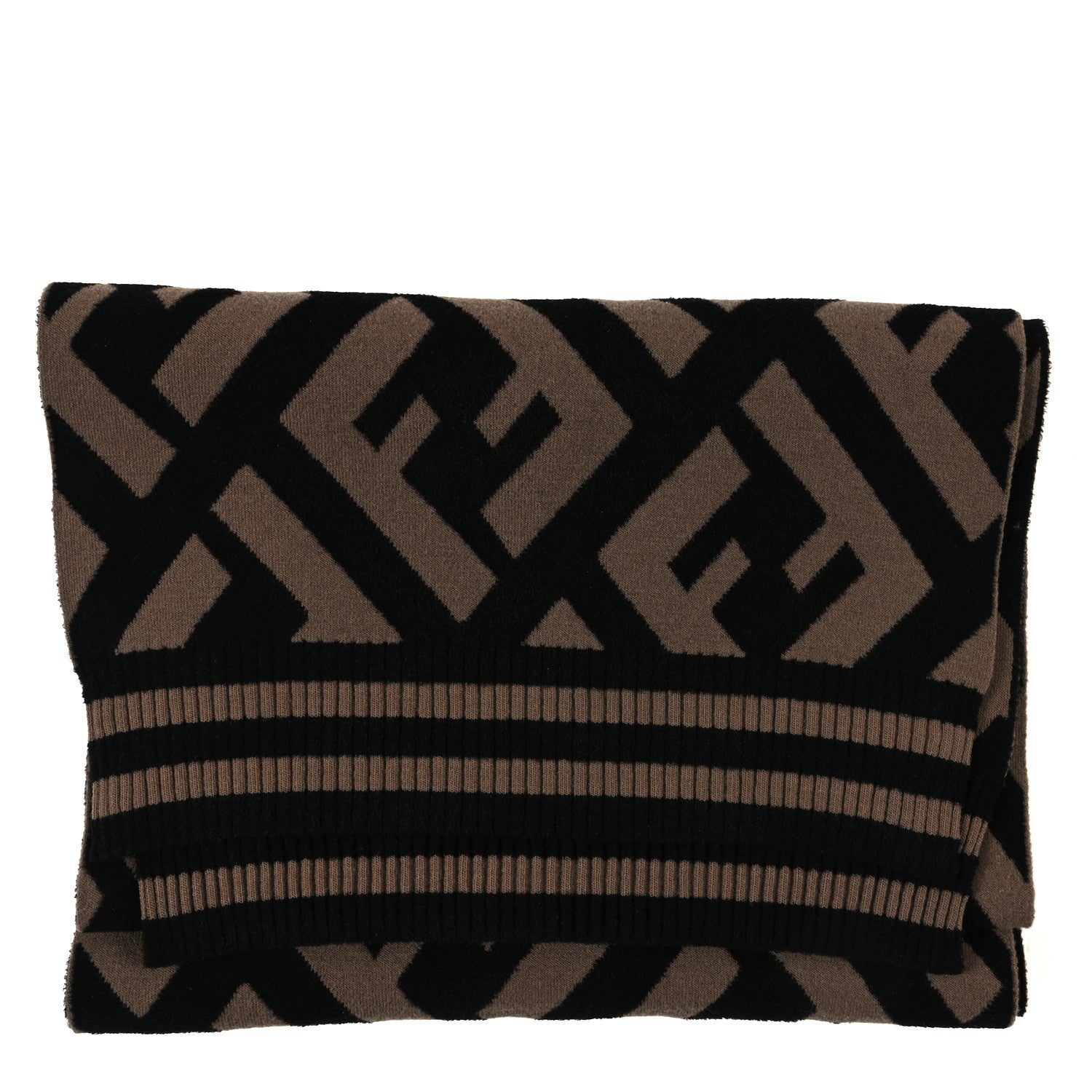 Fendi Wool FF Scarf Brown Black 3 of 3