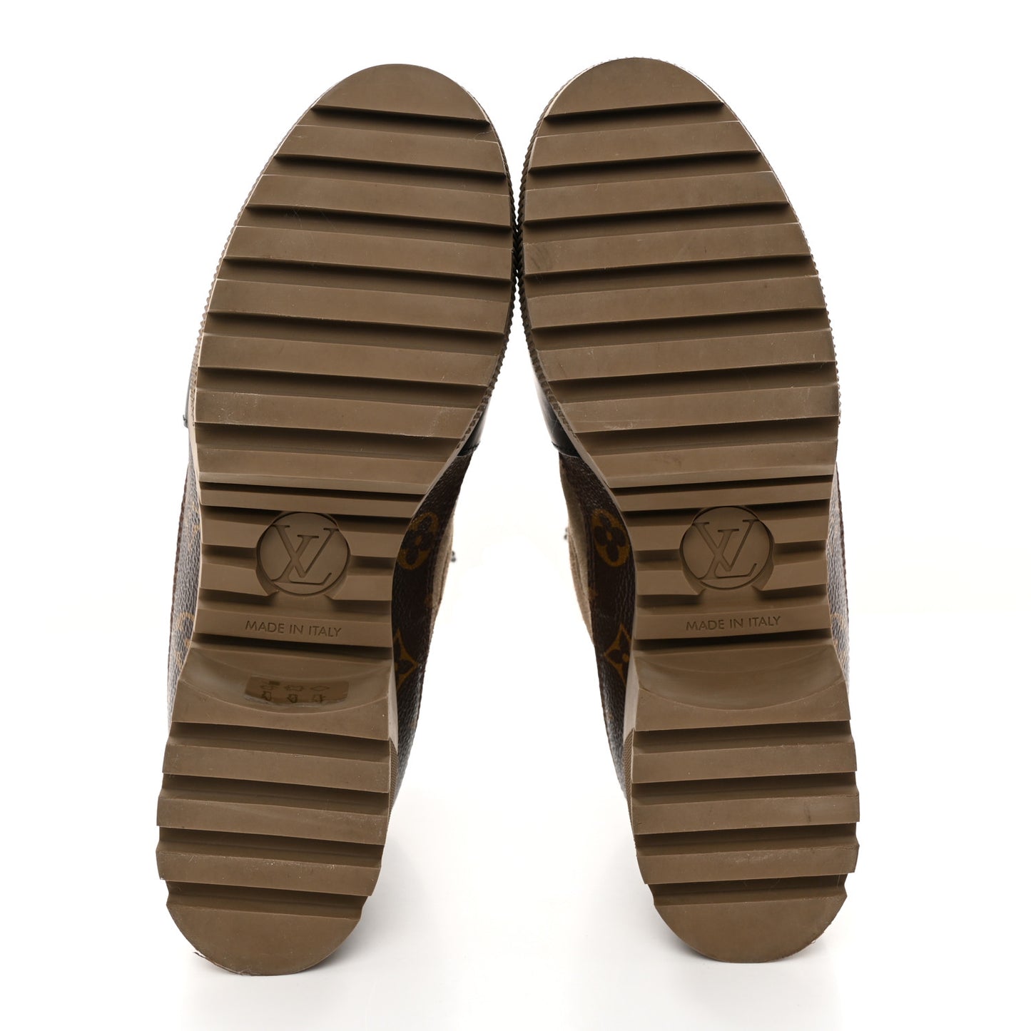 Suede Calfskin Monogram Laureate Platform Desert Boots 39.5 Taupe