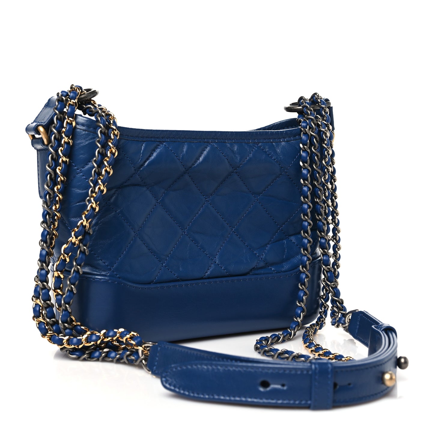 Aged Calfskin Quilted Small Gabrielle Hobo Blue