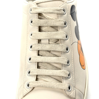 Gucci X DISNEY Miro Soft Calfskin Mickey Mouse Print Womens Ace Sneakers 37.5 Ivory Deep Orange 10 of 11