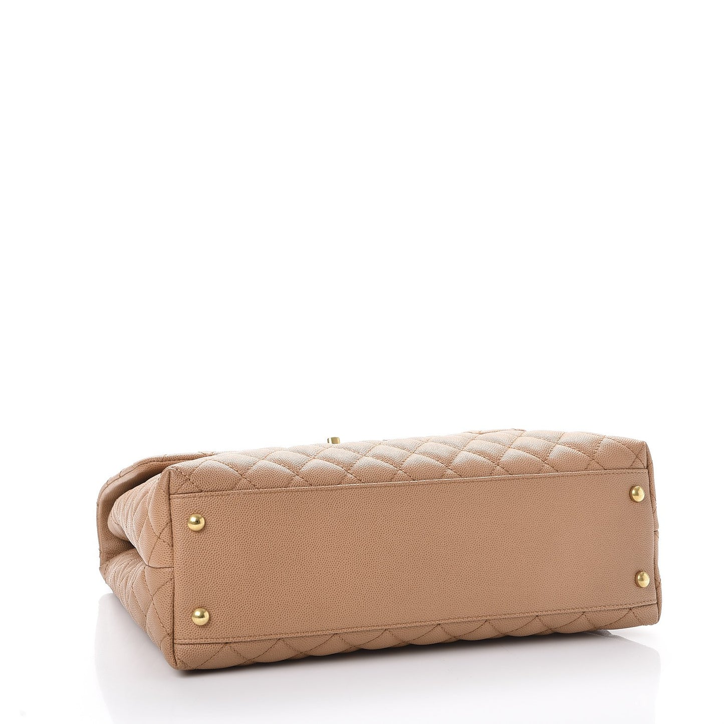 Caviar Lizard Quilted Large Coco Handle Flap Beige