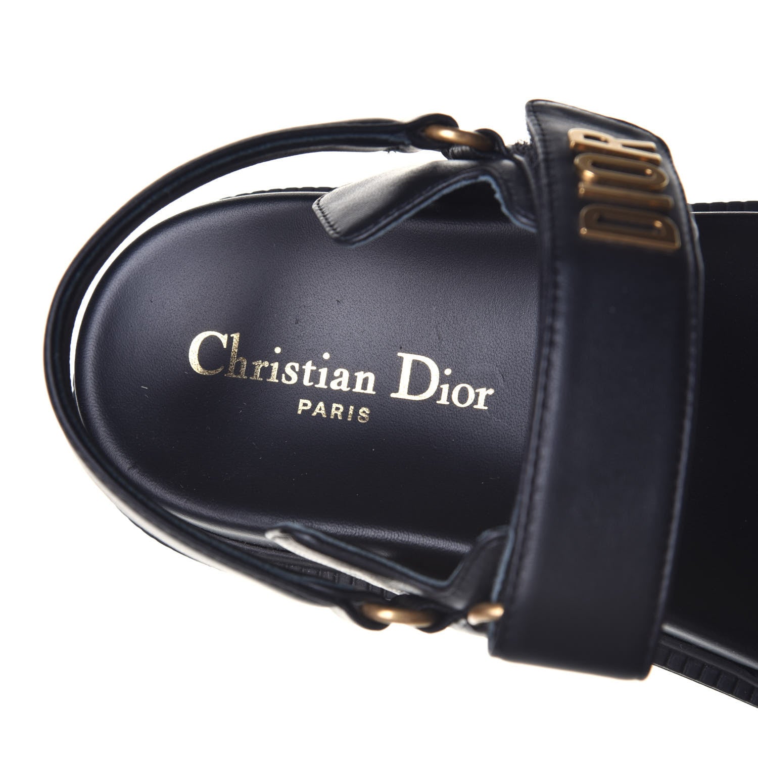 Christian Dior Lambskin Dioract 10mm Sandals 37.5 Black 7 of 8