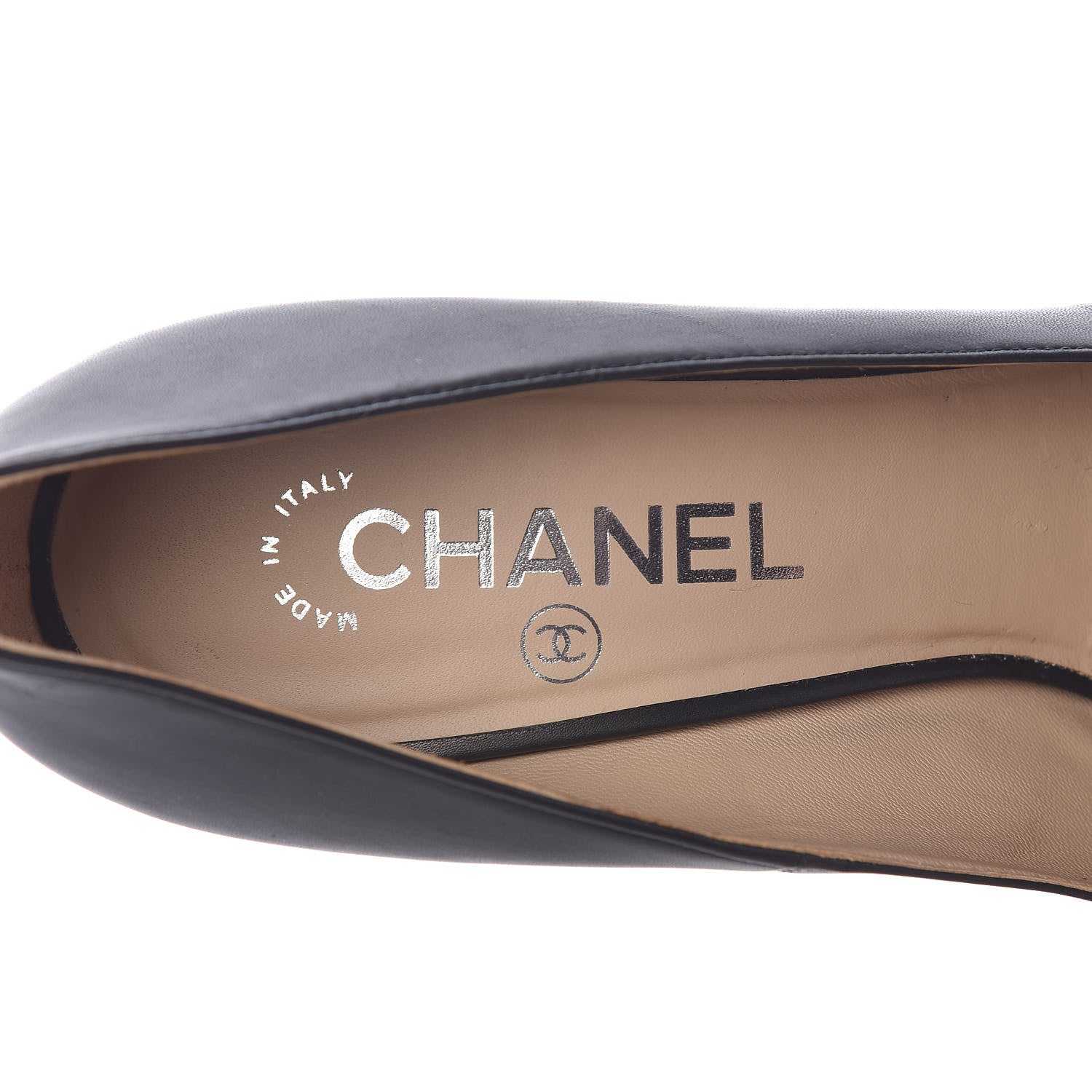 Chanel Lambskin CC Cap Toe Platform Chain Pumps 38.5 Black 6 of 14